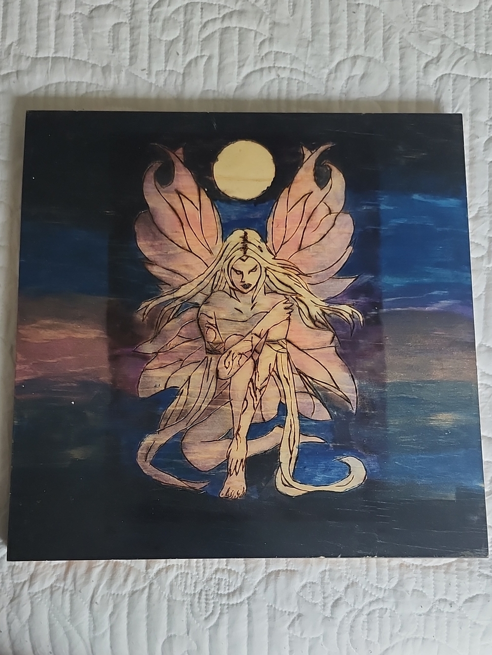 Handcrafted Pink Fairy Moon Wall Art - Home Wall Decor